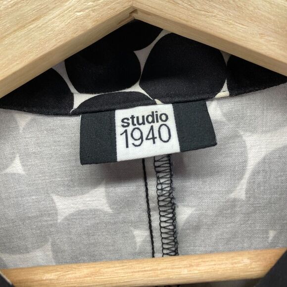 Studio 1940 Jacket Women S Small Black Polka Dot Button Up Collared Long Sleeve - Picture 3 of 7